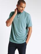 Marks & Spencer Textured Polo Shirt Teal Mix