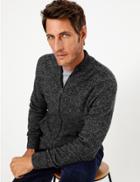 Marks & Spencer Pure Lambswool Zip Through Cardigan Charcoal Mix