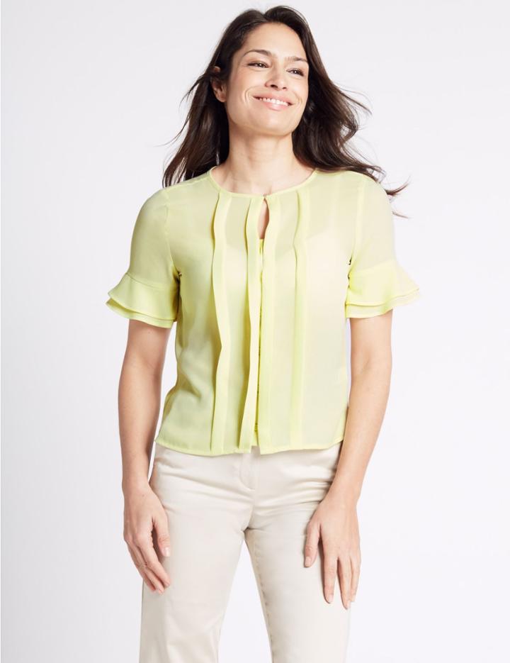 Marks & Spencer Round Neck Short Sleeve Blouse Pistachio