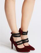 Marks & Spencer Stiletto Back Zip Court Shoes Dark Red