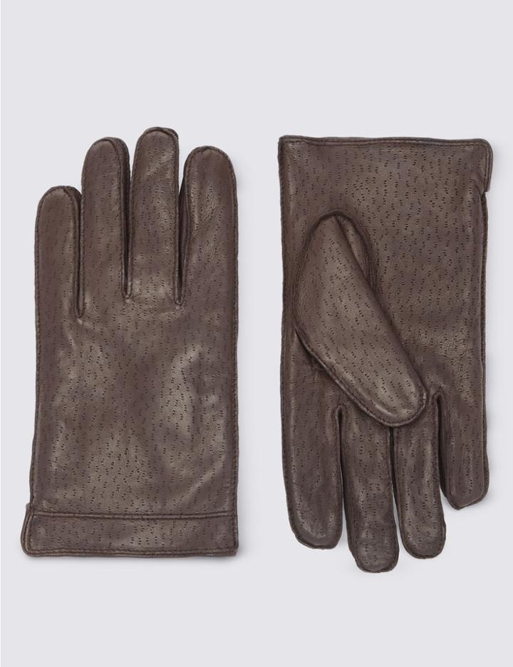 Marks & Spencer Italian Leather Gloves With Thinsulate&trade; Brown