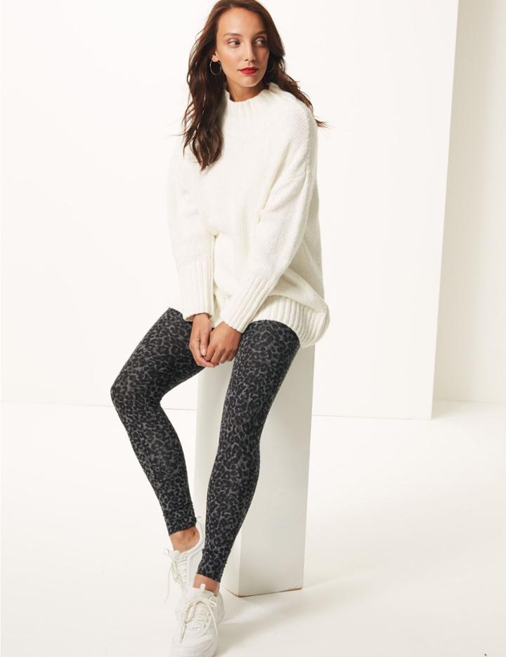 Marks & Spencer Animal Print High Waist Leggings Grey Mix
