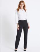 Marks & Spencer Petite Angle Seam Slim Leg Trousers Navy