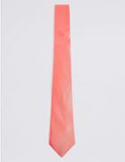 Marks & Spencer Pure Silk Satin Twill Tie Coral