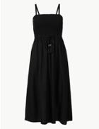 Marks & Spencer Shirred Swing Midi Dress Black