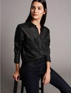 Marks & Spencer Ramie Pocket Detail Long Sleeve Shirt Black