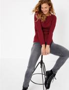 Marks & Spencer Ribbed Button Shoulder Jumper Raspberry