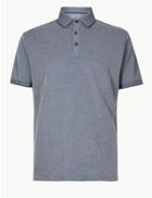 Marks & Spencer Modal Rich Textured Polo Shirt Indigo