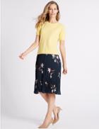 Marks & Spencer Floral Print Midi Skirt Navy Mix