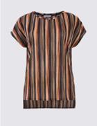 Marks & Spencer Striped Plisse Short Sleeve T-shirt Pink Mix