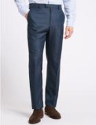 Marks & Spencer Blue Textured Tailored Fit Trousers Denim