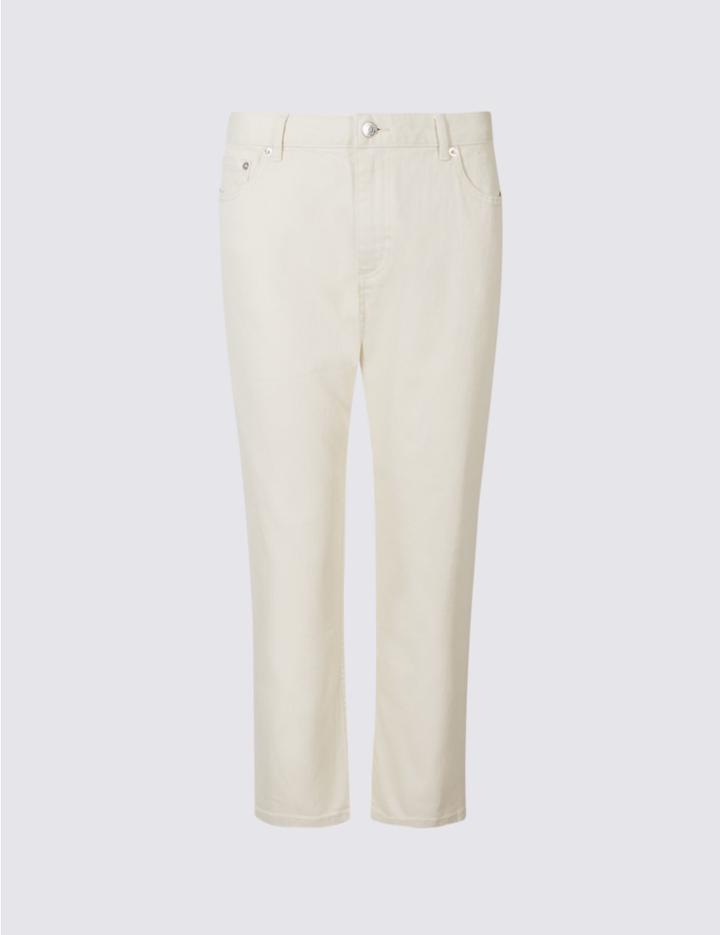 Marks & Spencer Mid Rise Cropped Slim Leg Jeans Natural