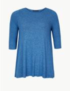 Marks & Spencer Curve Round Neck Short Sleeve Tunic Blue