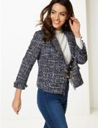 Marks & Spencer Textured Single Breasted Blazer Blue Mix