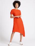 Marks & Spencer Asymmetric Tie Sleeve Swing Midi Dress Red