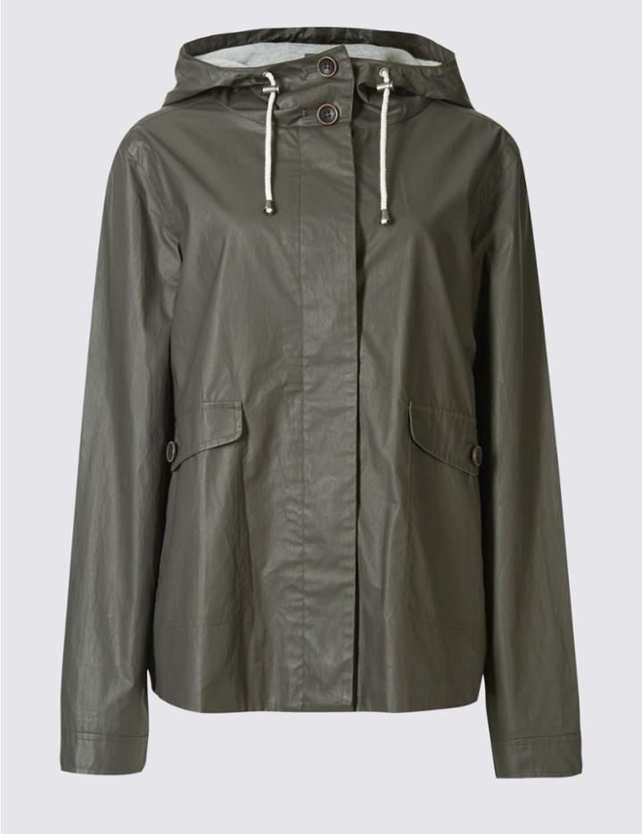 Marks & Spencer Petite Pure Cotton Parka Jacket Chocolate