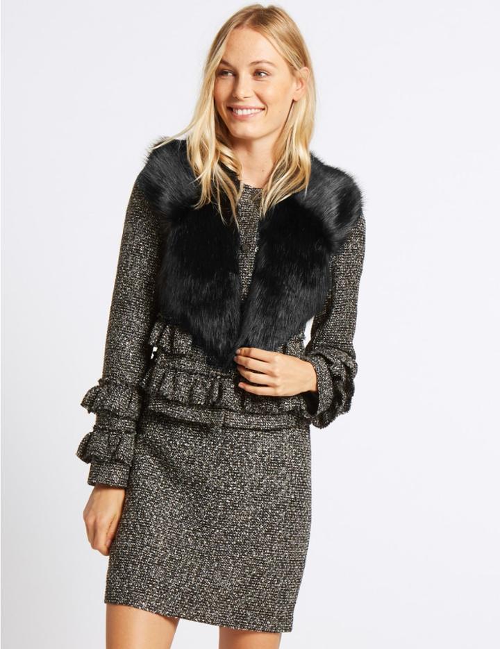 Marks & Spencer Faux Fur Collar Scarf Black