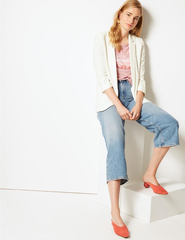 Marks & Spencer Relaxed Patch Pocket Blazer Winter White