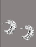 Marks & Spencer Baguette Hoop Earrings Made With Swarovski&reg; Elements White Mix