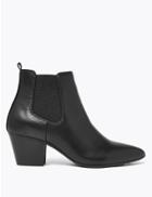 Marks & Spencer Block Heel Pointed Toe Chelsea Ankle Boots Brown Mix