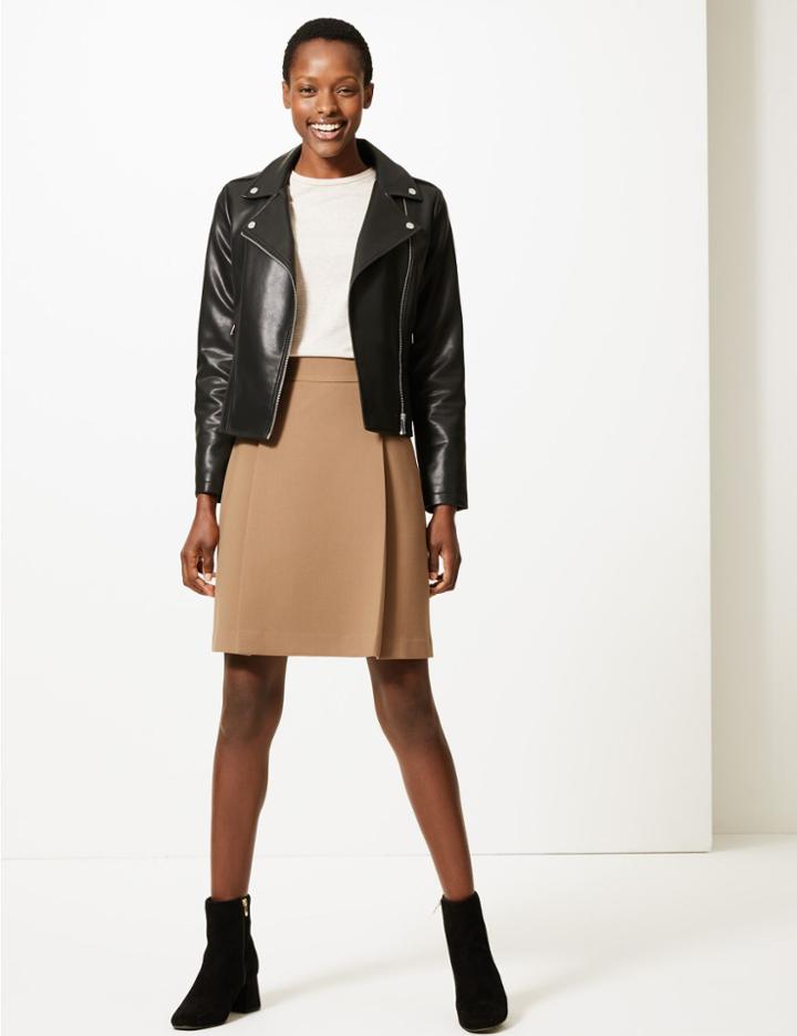 Marks & Spencer Pleat Front Mini Skirt Camel