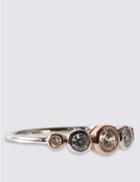 Marks & Spencer Sterling Silver Ring With 18ct Rose Gold Plated Detail Set With Cubic Zirconia Stones Rose Mix