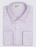 Marks & Spencer Pure Cotton Easy To Iron Tailored Fit Shirt Lilac