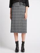 Marks & Spencer Pleated A-line Midi Skirt Black Mix