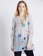 Marks & Spencer Petite Abstract Print Embellished Top Grey Mix