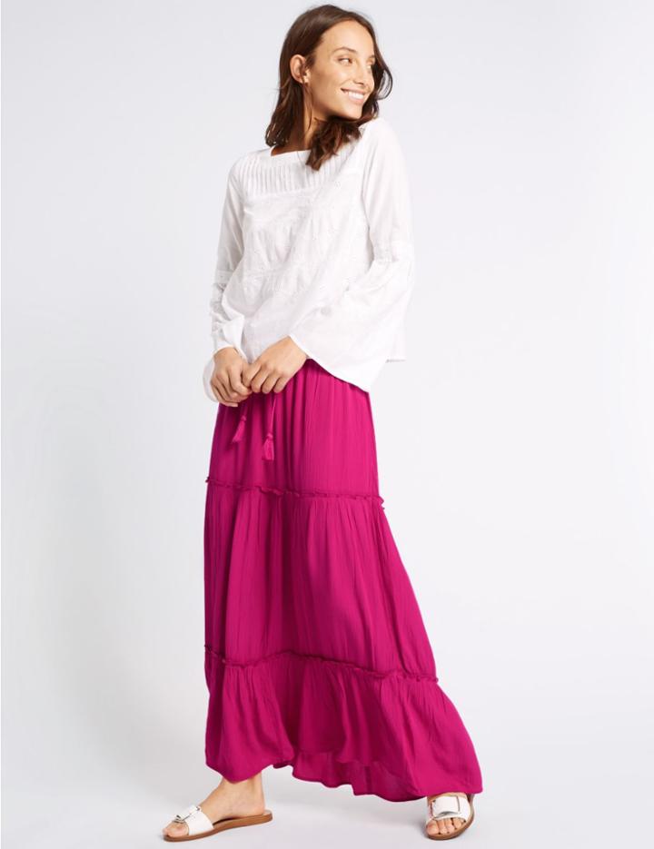 Marks & Spencer Drawstring A-line Maxi Skirt Pink