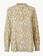 Marks & Spencer Pure Cotton Floral Print Long Sleeve Shirt Gold Mix