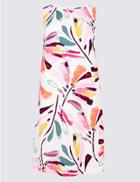Marks & Spencer Linen Blend Daisy Print Tunic Dress Ivory Mix