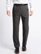 Marks & Spencer Tailored Fit Textured Trousers Charcoal Mix