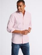 Marks & Spencer 2in Longer Pure Cotton Oxford Shirt Bright Pink