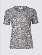 Marks & Spencer Zebra Print Round Neck Short Sleeve T-shirt Ivory Mix