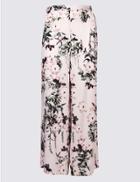 Marks & Spencer Curve Floral Print Wide Leg Trousers Pink Mix