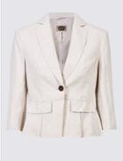Marks & Spencer Pure Linen Single Breasted Blazer Oatmeal