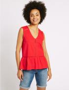 Marks & Spencer Pure Cotton V-neck Sleeveless Shell Top Red Orchid
