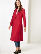 Marks & Spencer Wool Blend Double Breasted Coat Cranberry