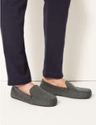 Marks & Spencer Slip-on Moccasin Slippers With Thermowarmth&trade; Grey Mix