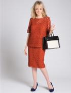 Marks & Spencer Cotton Blend Lace A-line Midi Skirt Hot Bronze