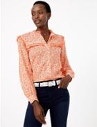Marks & Spencer Cotton Blend Floral Print Blouse Orange Mix