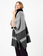 Marks & Spencer Faux Fur Collar Colour Block Poncho Grey