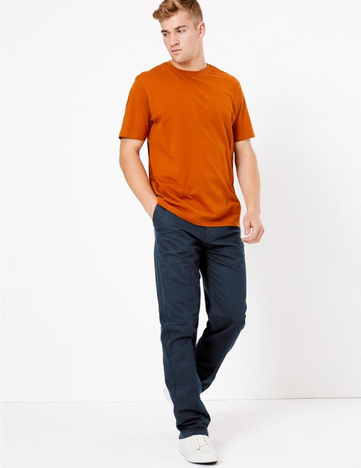 Marks & Spencer Cotton Rich Chinos With Stretch French Navy
