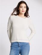 Marks & Spencer Pure Cotton Ribbed Tie Back Jumper Cream