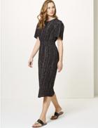 Marks & Spencer Animal Print Flare Sleeve Waisted Midi Dress Black Mix