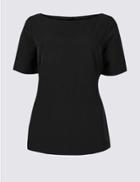 Marks & Spencer Round Neck Half Sleeve Blouse Black