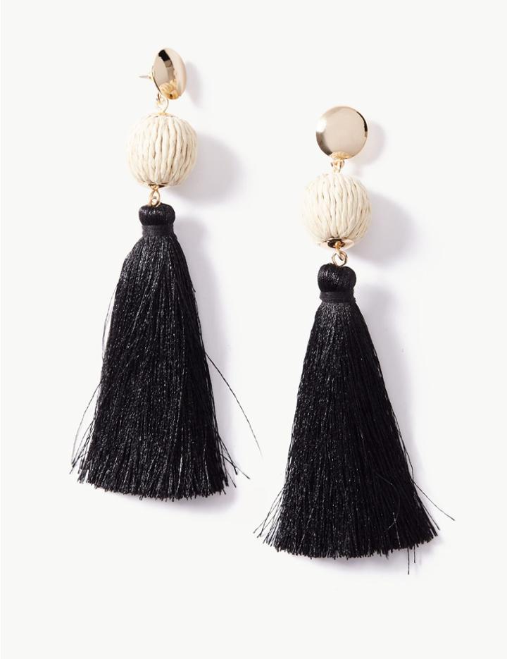 Marks & Spencer Ball Tassel Drop Earrings Black Mix