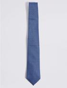 Marks & Spencer Pure Silk Textured Tie & Pocket Square Set Blue Mix