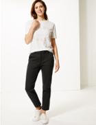 Marks & Spencer Mia Ponte Spot Ankle Grazer Trousers Black Mix